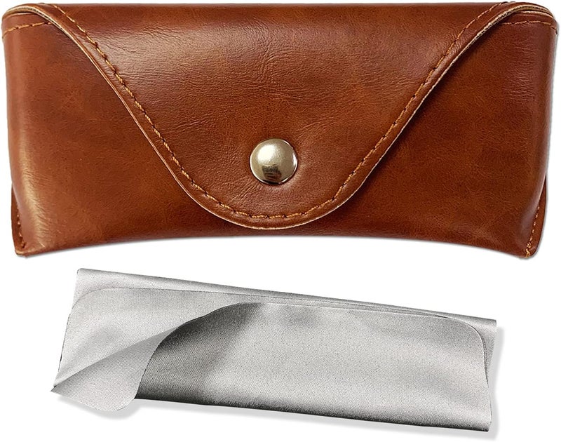 LogHog Portable Leather Glasses Case,Flexible Sunglasses Pouch Slim Case for Women Men Horizontal Eyeglass Case - Image 1